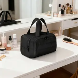 Travel Toiletry Bag, Lightweight Large Wide-open Travel Bag for Women, Puffy Cosmetic Makeup Bag Organizer with Handle for Accessories,Essentials, Toiletries