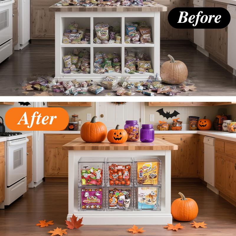 Vtopmart 6-8 Pack Stackable Storage Drawers with Stickers, Bathroom Undersink Organizers for Nursing Bottles,Closet,Cabinet,Pantry,Medicine Organization with Christmas Stickers, Valentines Gift Ideas