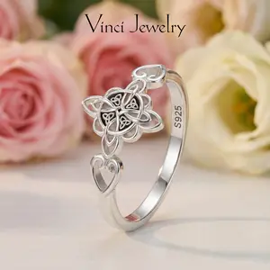 925 Stylish Heart Celtic Knot Ring, Vintage and Elegant Ring Jewelry for Women, Couple Ring Spiritual Jewelry Gift for Daily Wear and Party, Valentine's Day Birthday Gift