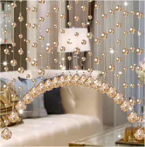 20 Strings Crystal Beaded Curtain, Arched Door String Curtain, Hanging Doorway Room Divider Suitable for Home, Coffee House, Bedroom, Restaurant.
