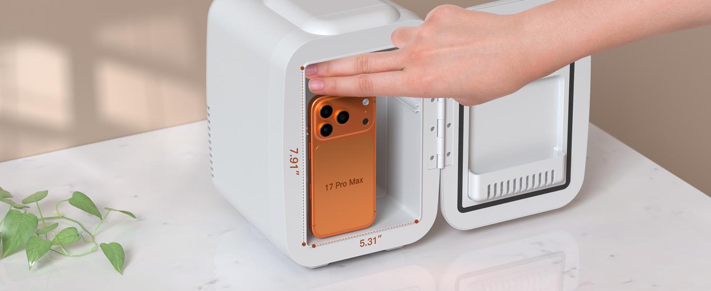 CROWNFUL Mini Fridge, 4 Liter/6 Can Portable Cooler and Warmer Personal Refrigerator for Skin Care, Cosmetics, Beverage, Food,Great for Bedroom, Office, Car, Dorm, ETL Listed (White)