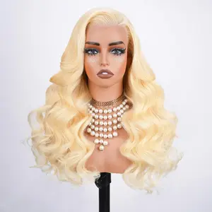 KingSup 613 13x6 Lace Front Wig Human Hair 250 Density 28 Inch Body Wave Blonde Wig 12A Human Hair 613 HD Lace Frontal Wigs 100% Real Human Hair No Synthetic Blend No Tangle No Shedding Triple Lifespan 3X