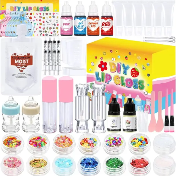 Halloween fall Gift 73PCS Fun Make Your Own Lip Gloss Kit Kids, Beginner, Lipgloss Sets for Girls, DIY Lipstick Set, Moisturizing Lip Oil Base, Gifts for Tween Girls