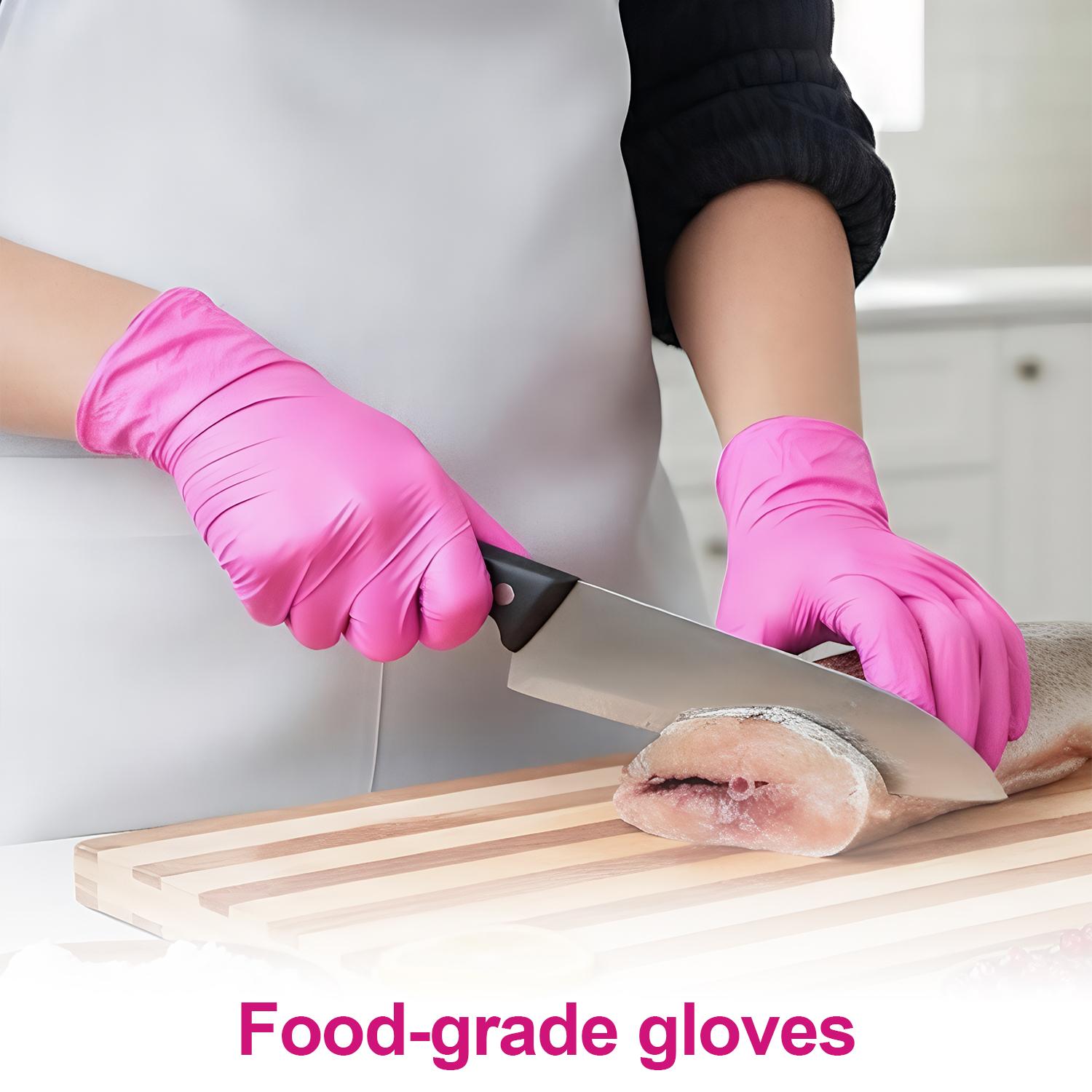 5/10Pair Durable Rose Red Nitrile Dishwashing Gloves,Non-Medical Grade, Latex-Free, Suitable for Permanent Makeup, Nail and Hair Services, Painting, Odor-Free Household Bathroom Cleaning Gloves, Multi Purpose Glove