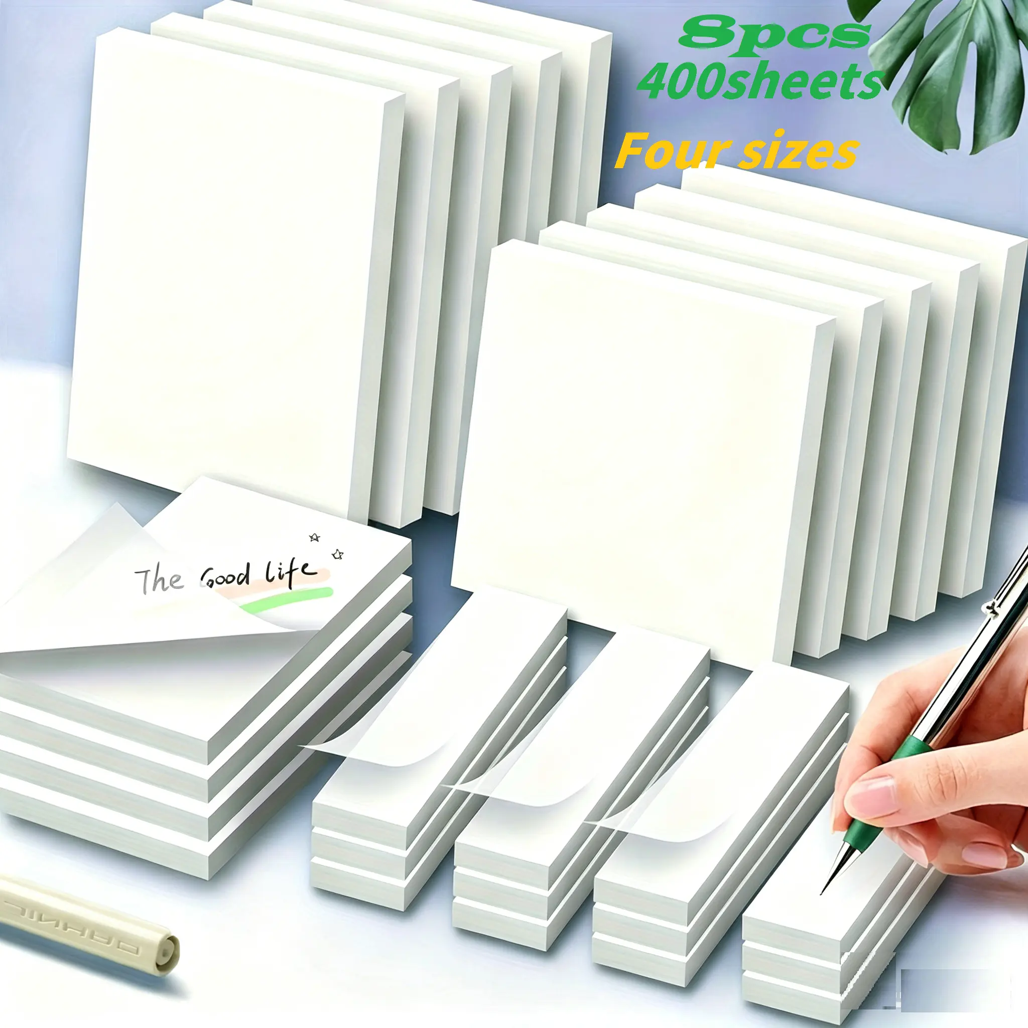 Transparent Sticky Notes Note Pad - 8pcs Set with 4 Sizes, Crystal Clear PET Self-Stick Notes for Reading, Studying & Office Annotation, Waterproof & Wrinkle-Free, Office Accessories, Home Office Accessories Adhesive Stickers Adhesive Tabs