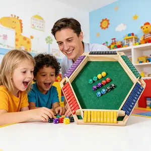 Wooden Tabletop Dice Game with 12 Dice for1-6 Players Classic Family Game Ideal forGatherings Holidays Halloween Christmas