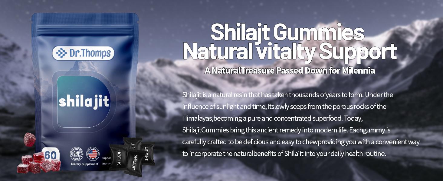 [buy 1 get 1]Dr.Thomps Premium Gold Himalayan Shilajit Gummies I Lab Tested I Individually Packaged I Ashwagandha, 75%+ Fulvic Acid & 85+ Trace Minerals I for Men, Women I Non-GMO I 100% Natural & Organic