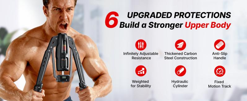 Merach Hydraulic Arm Trainer with Counter, 22-440lbs Adjustable Chest Expander for Home Gym, Arm & Shoulder Strength Training Equipment