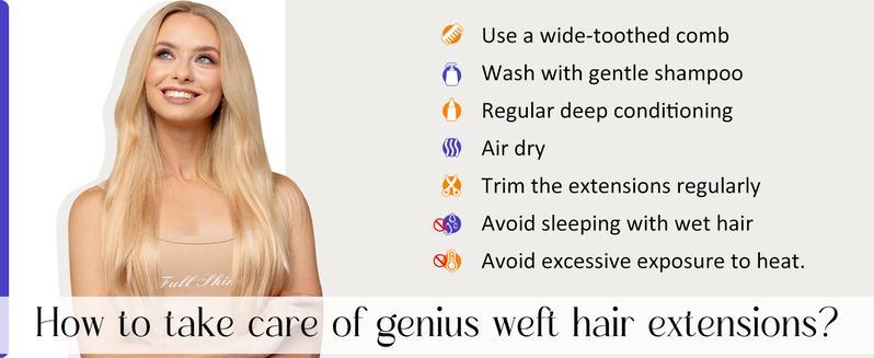 Full Shine Genius Weft Hair Extensions Hand Tied Weft Human Hair Extensions Remy Straight Hair For Women 50-60G TikTokShopBlackFriday