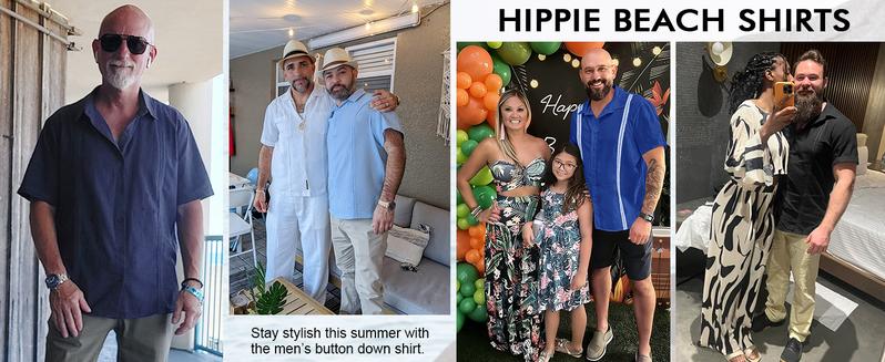 Runcati Mens Linen Cuban Guayabera Shirts Button Down Short Sleeve Shirt Cotton Hippie Summer Beach Vacation Shirts