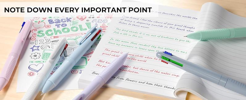 Four Candies 56/58 PCS Aesthetic School Supplies with Large Pencil Case, 6 Colored Ballpoint Pens, 12 Pastel Highlighters, 5 Black Ink Gel Pens, 9 Mechanical Pencils 0.5-2.0mm Student Essentials,girly office supplies,Writing Instruments Stationery Set