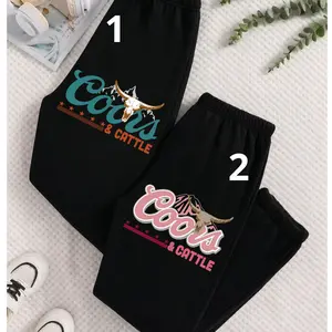 Cattle Skull Western Unisex Sweatpants, Cowgirl Graphic Baggy Pants, Cozy Ranch Style Lounge Pants for Women