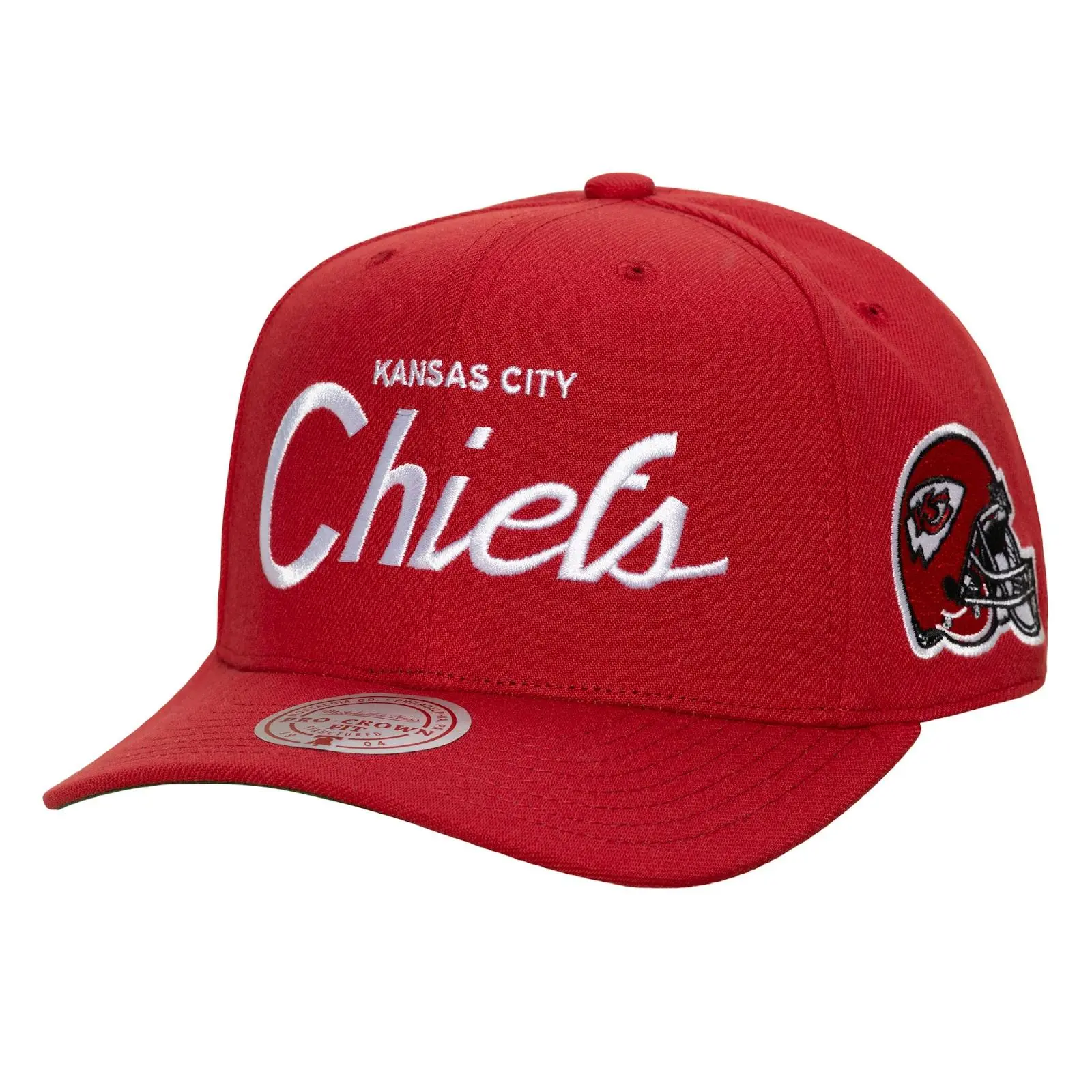 Kansas City Chiefs Red Head Coach Pro Crown Snapback Hat NFL Throwback Cap Adjustable Fan Gear Mitchell & Ness