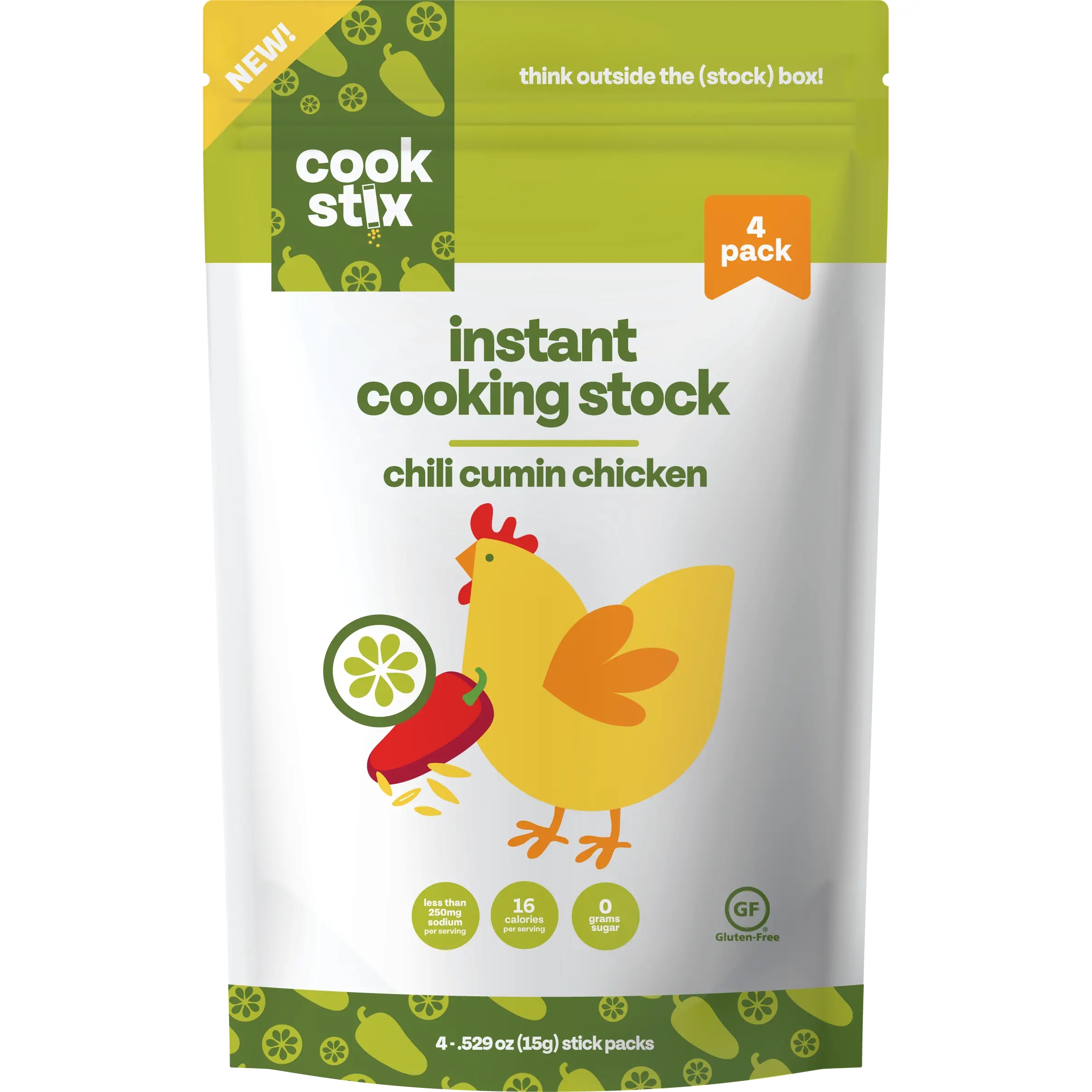 Cook Stix Chili Cumin Chicken Stock - 4 Stix Instant Cooking Liquid with Spices & Heat for Zesty Rice Beans & Bold Braises