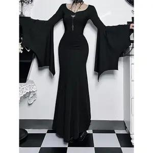 Women's Plain Ruched Mermaid Dress, Elegant Sweetheart Neck Long Sleeve Evening Party Gown, Ladies Fall & Winter ClothesGift