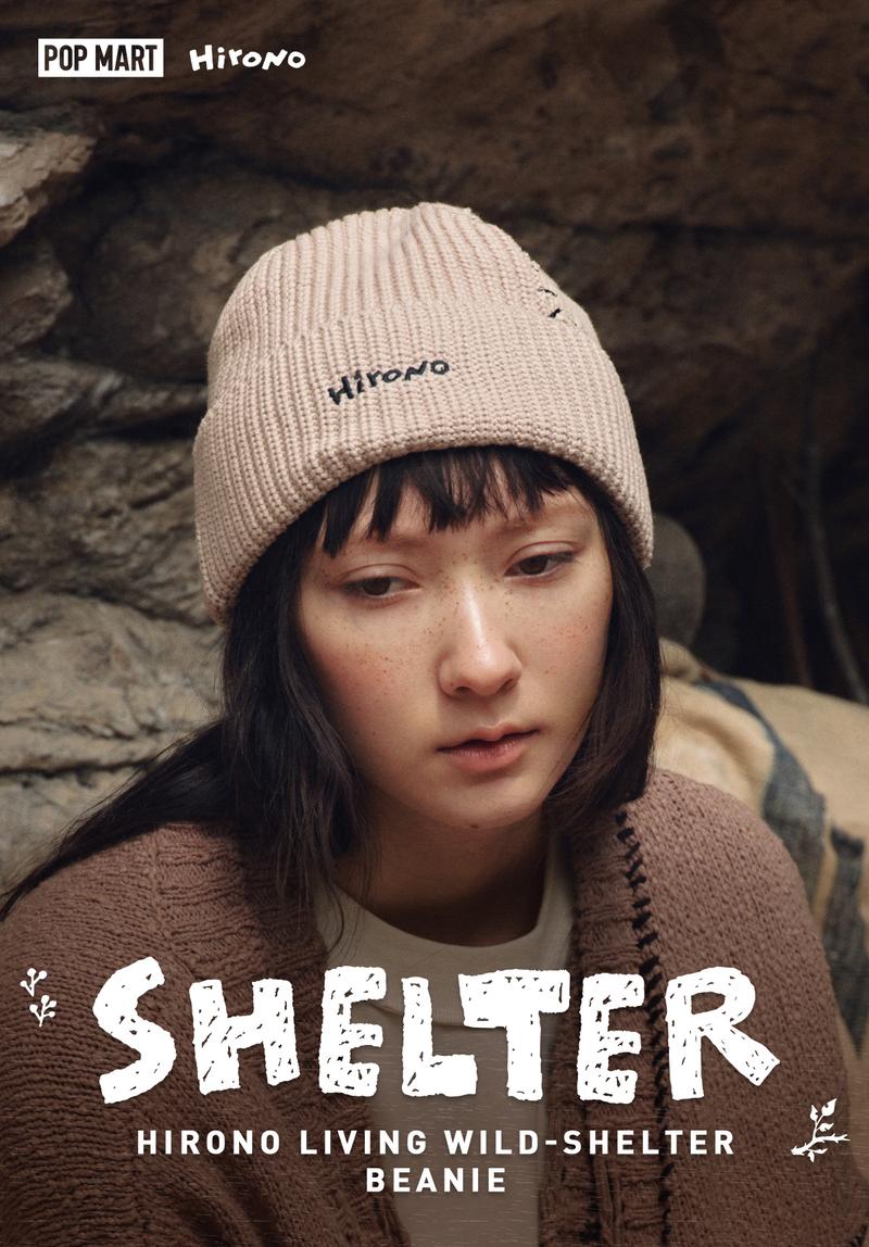 POP MART Hirono Living Wild-Shelter Earthenware Embroidered Beanie Light Grey