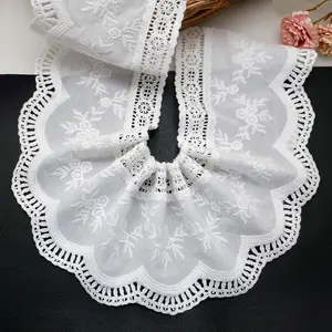 White Cotton Lace 3 Yards Trim Lace Ribbon Crochet Lace 4-1/4 Inch Wide Embroidery Floral Ruffle Trim Craft Sewing