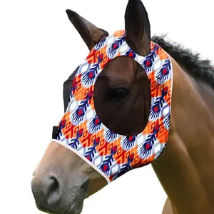 Harrison Howard Super Comfort Stretchy Fly Mask Large Eye Space with UV Protection Soft on Skin with Breathability Tribe Feather