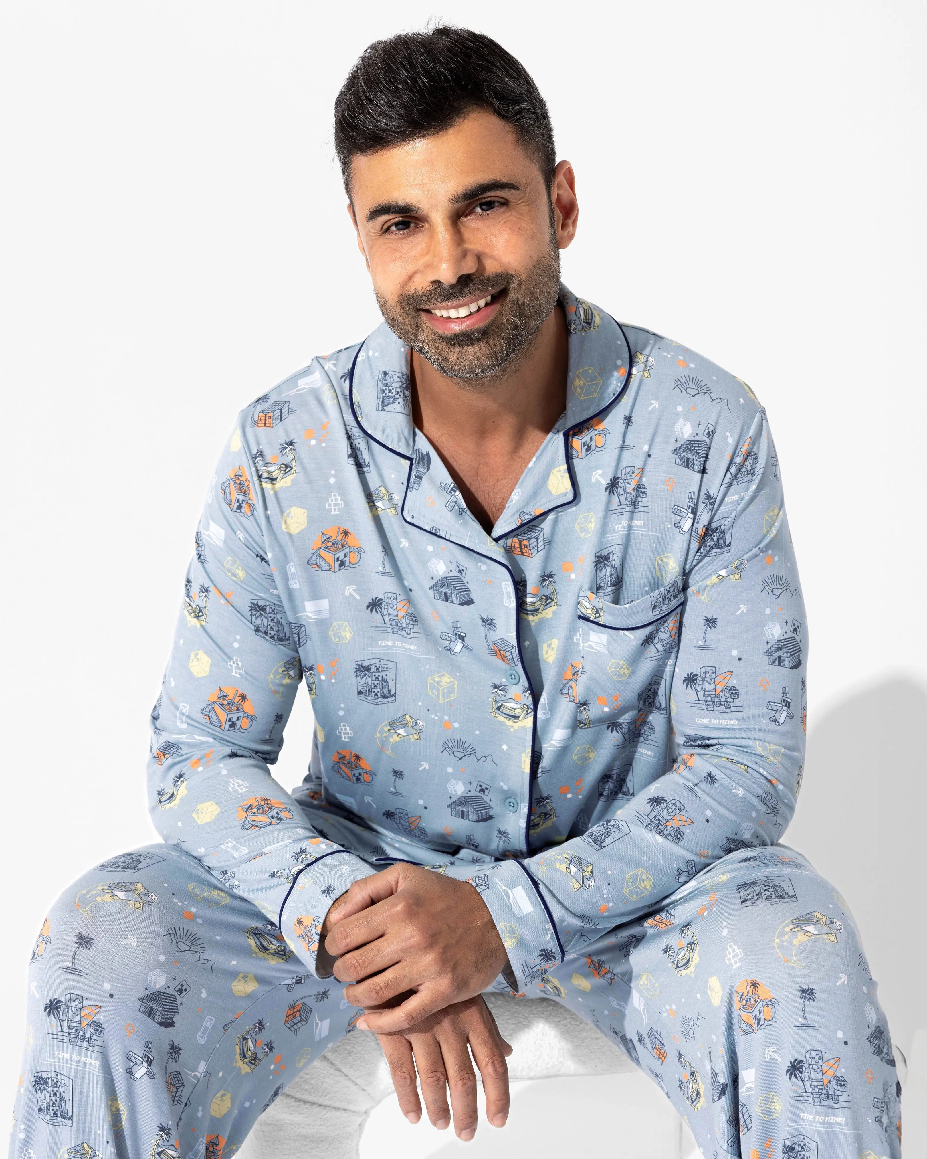 Bellabu Bear Minecraft: Time to Mine Bamboo Men's Pajama Set