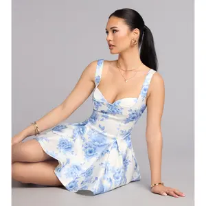 Presley Floral Satin A-Line Mini Dress