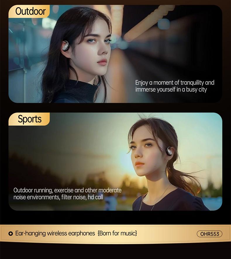 Acer OHR553 Wireless Open-Ear Headphone, Fashionable Earbuds, Wireless Gaming Earphones, HIFI Sound Quality Music Headset for Gaming Travel Sports Built-in Mic, Electronic Audio & Video Black