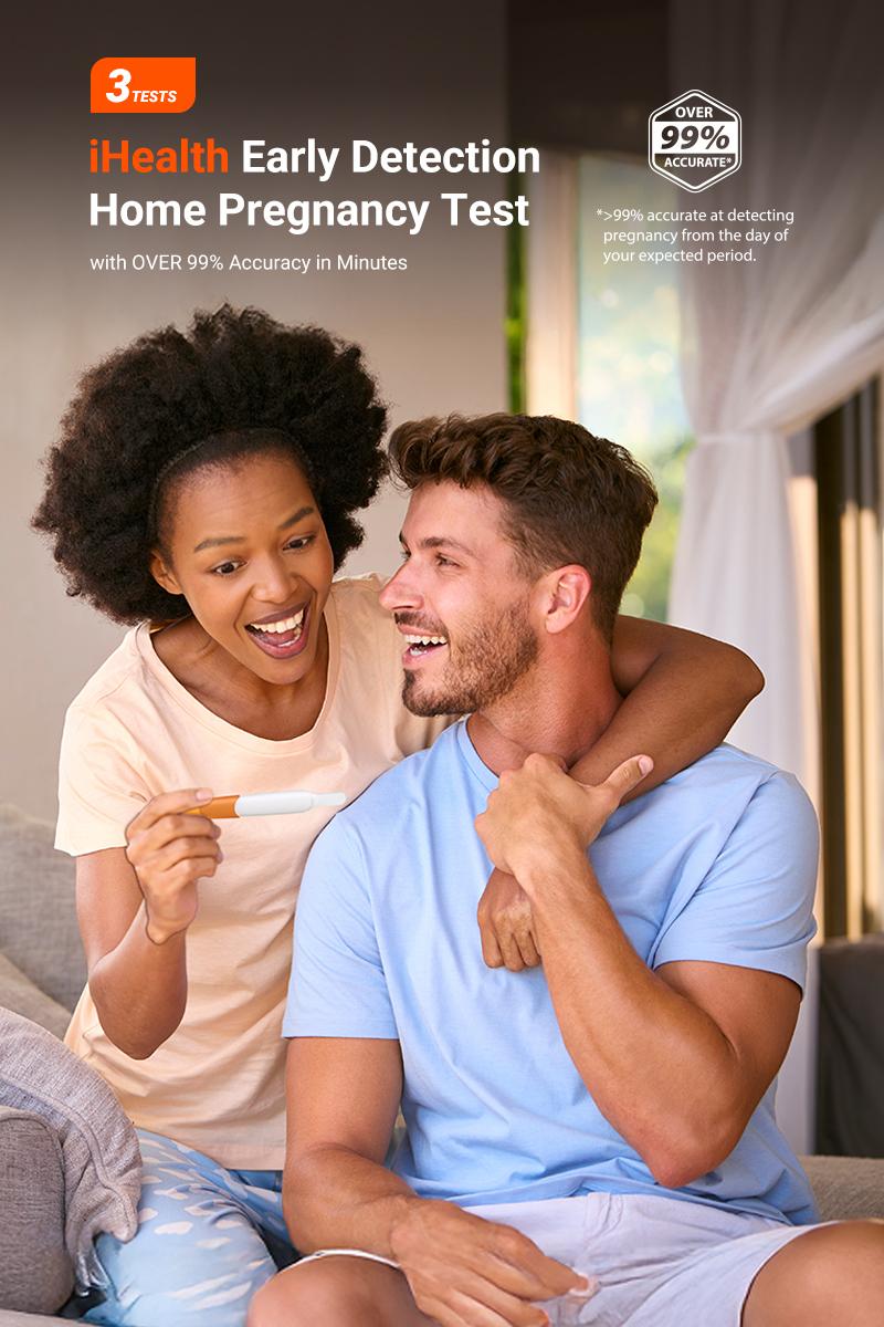 iHealth Early Detection Pregnancy Test, 99% Accurate Home HCG Test Kit, results 6 days before missed period (5 days pre-expected period) with High-Sensitivity 10mIU/mL, Easy Dip & Read Clear Results