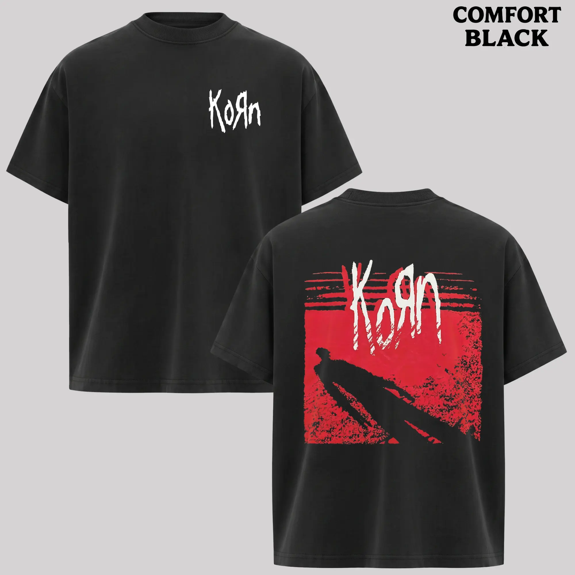 Men's Vintage Korn Shadow Man Short-Sleeve Round Neck Cotton T-Shirt - Metal Rock Band Merch, 90s Grunge Aesthetic Streetwear, Love-Themed Graphic Top Gift for Music Fans, Shortsleeve