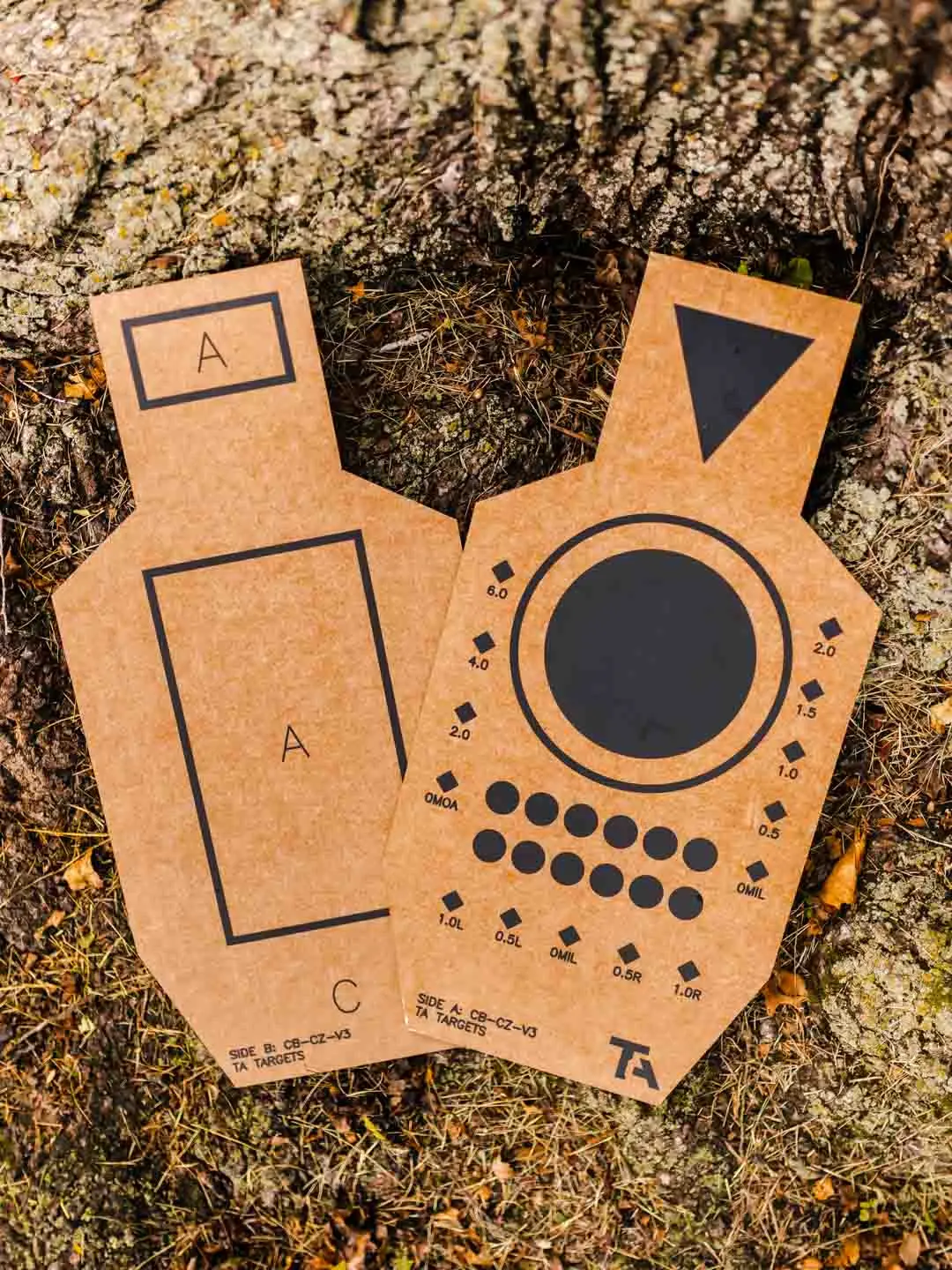 C Zone Cardboard Shooting Target - Sample Pack of Cardboard or Paper Training Targets - Marked Training Zones