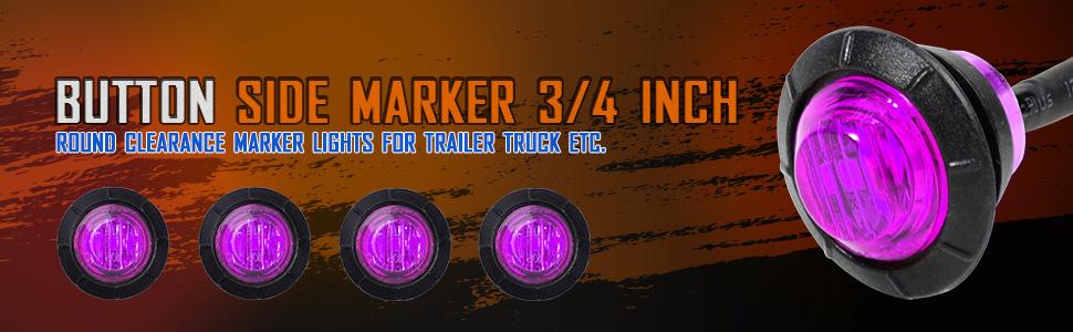 DIBMS 10 PCS 3/4 Inch Round LED Clearance Light Front Rear Side Indicator Bullet Marker Lamp for Truck RV Car Bus Trailer Van Caravan Boat, Purple