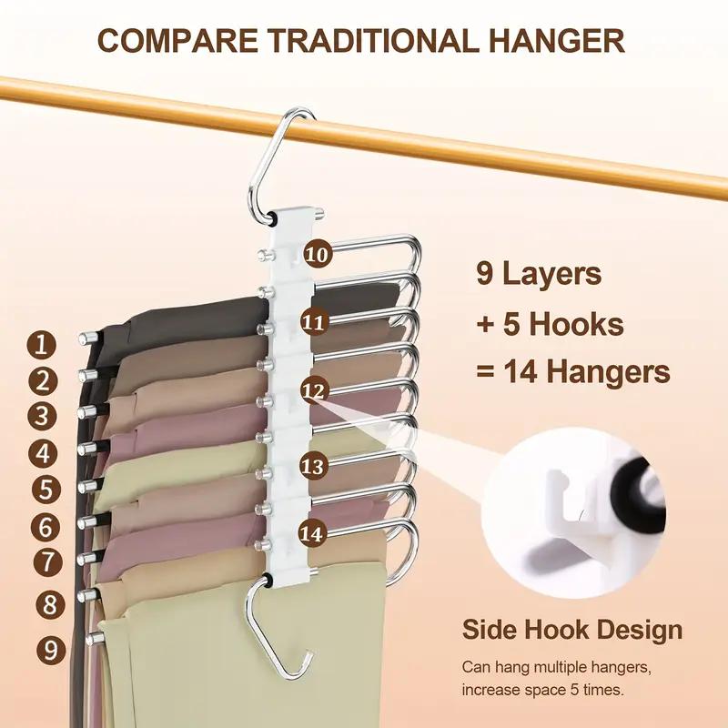 2pcs Huge goth Hangers Easy to Hang and Retrieve with 90 Degree Rotation spacesaving for Pants shanger organizer Storage, percher opara pantalones