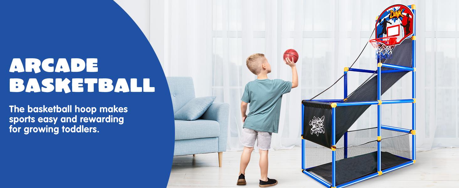 2025 Toys for Kids Arcade Basketball Game Set with 4 Inflatable Balls & Hoop Outdoor Sport Play Easy Set Up Air Pump Included Christmas Gifts for Kids Boys Adjustable basketball hoop  easter gifts for kids