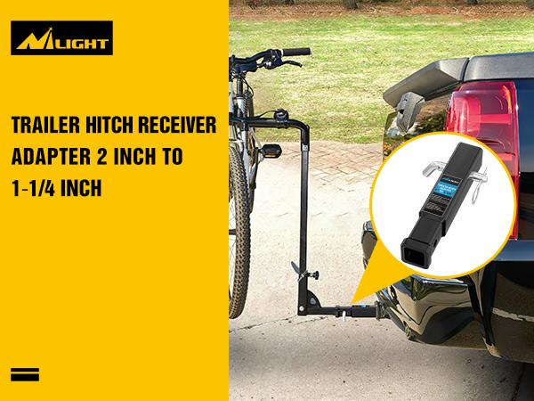 Nilight Trailer Hitch Receiver Extender Adapter Reducer 2 to 1-1/4 Inch Hitch Adapter 6-4/5 inch Extension Sleeve Convertor 350Lbs with 1/2-Inch Diameter Pin and Clip with 5/8-Inch Adapter