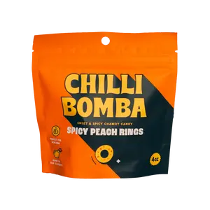 Chilli Bomba Spicy Peach Rings Chili Chamoy Candy 4oz