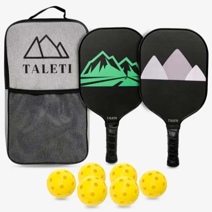 Carbon Fiber Pickleball Paddles Set (2 Paddles, 6 Balls, Carry Bag) for Sports & Outdoor Activities