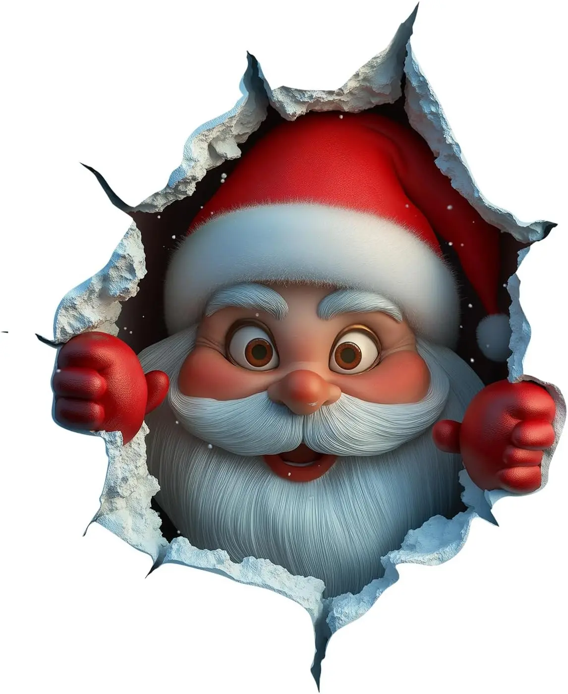 2-Piece Playful Christmas Vinyl Stickers - Smooth 3D Illusion Santa Claus Figure Set, Easy Peel-and-Stick Removable Decorative Festive Decals for Living Room, Bedroom