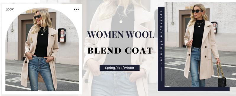 YeeZaa Women's Wool Blended Coat Notch Lapel Mid Long Single Breasted Pea Coat Jacket Outwear 2026 Spring Fall Winter Outfits