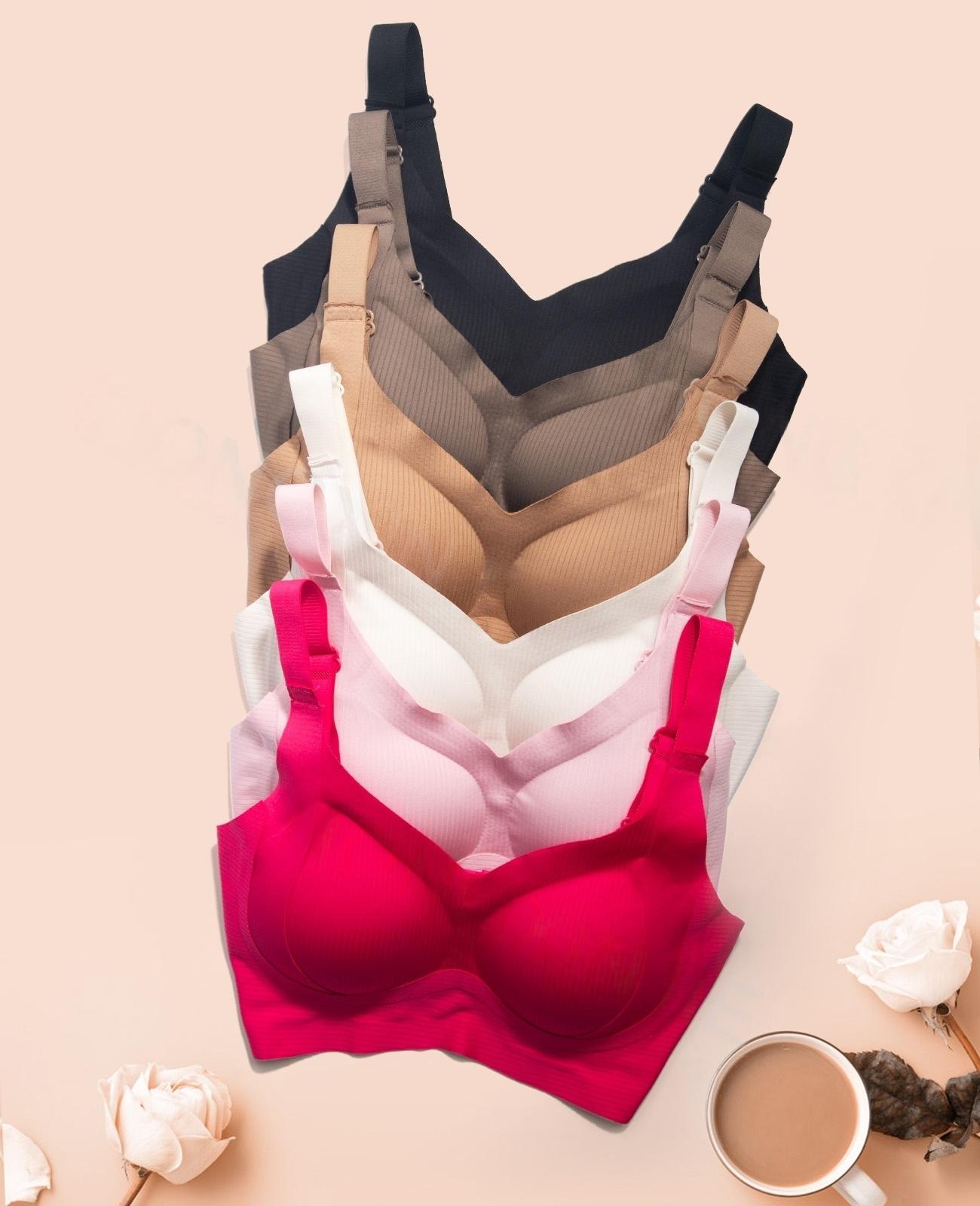 3/4/5/6 Pieces Women’s Solid Color Wireless Bra — Comfortable, Breathable, Elegant, Seamless Push-Up Bra; Women’s Underwear; Soft Underwear for All Seasons; Bras for Women