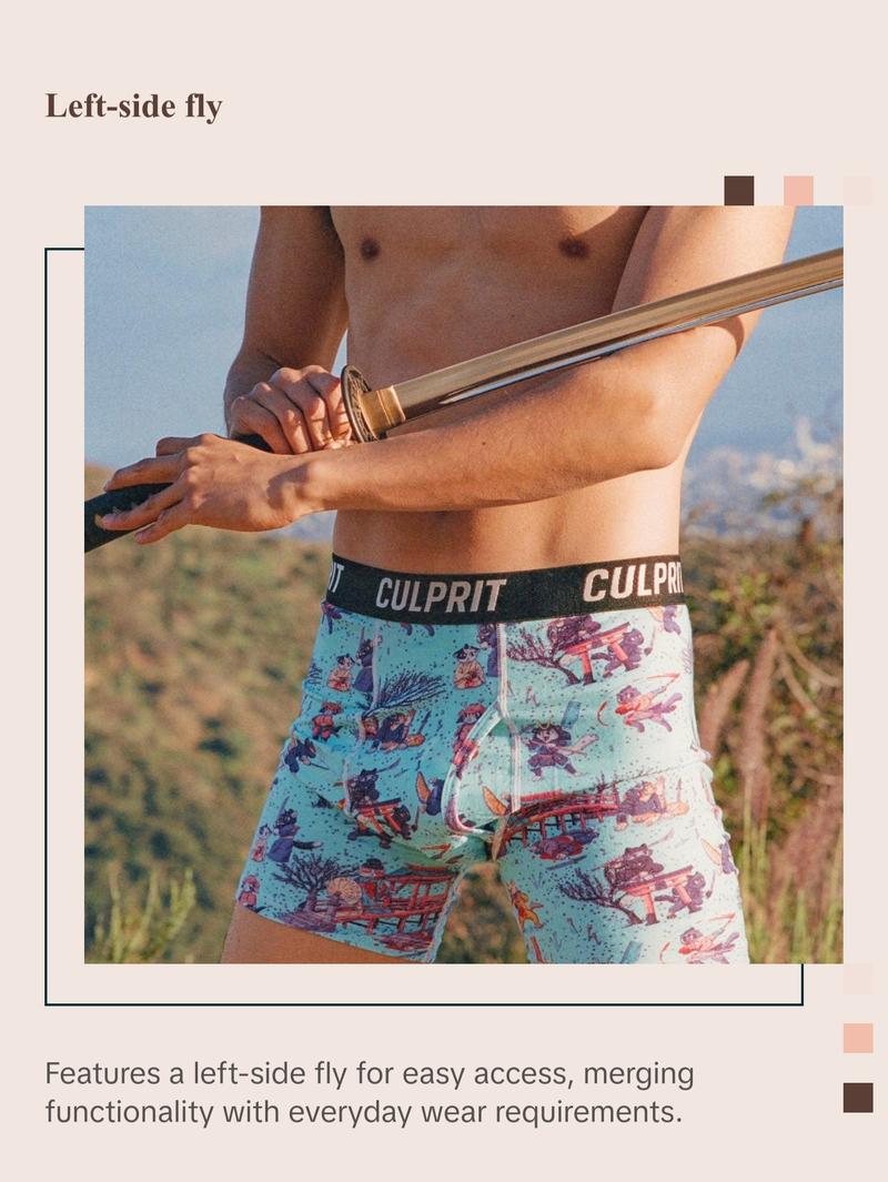 Samurai Cats Boxer Briefs w/ Fly for Men – Fierce Style, Supreme Comfort & Everyday Functionality Menswear