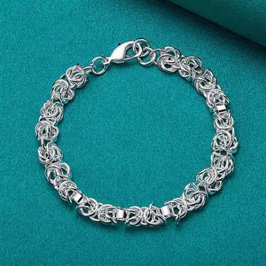Elegant 925 Sterling Silver Women's Bracelet - Fashion Party Jewelry with Pendant & Safety Clasp, Retro Bohemian Style, Perfect for Daily Wear, Gifting & Multi-use Daily Accessory