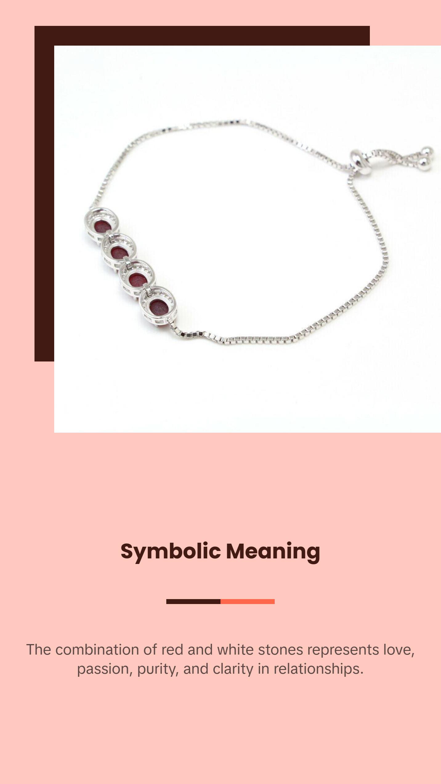 925 Sterling Silver Red CZ Gemstones Bracelet