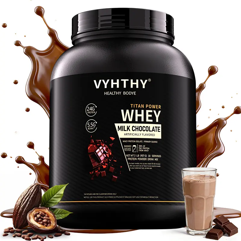 VYHTHY Whey Protein Powder - Indulgent Chocolate Flavor, 24g Protein, 3.5g BCAAs, Sugar-Free, Sodium-Containing, High-Quality Isolate & Concentrate, Nutritional Recovery Supplement, Supports Muscle Growth, Single Item, For Fitness Goals, 52 Servings