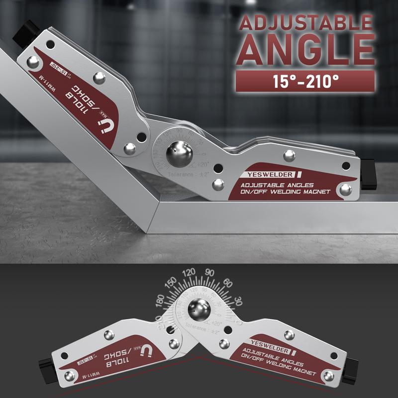 YESWELDER 15-200° Adjustable Angle Welding Magnet with On/Off Switch | 66LBs & 110Lbs Holding Power Magnetic Welding Positioner for Soldering, Metal Fabrication & Pipe Installation