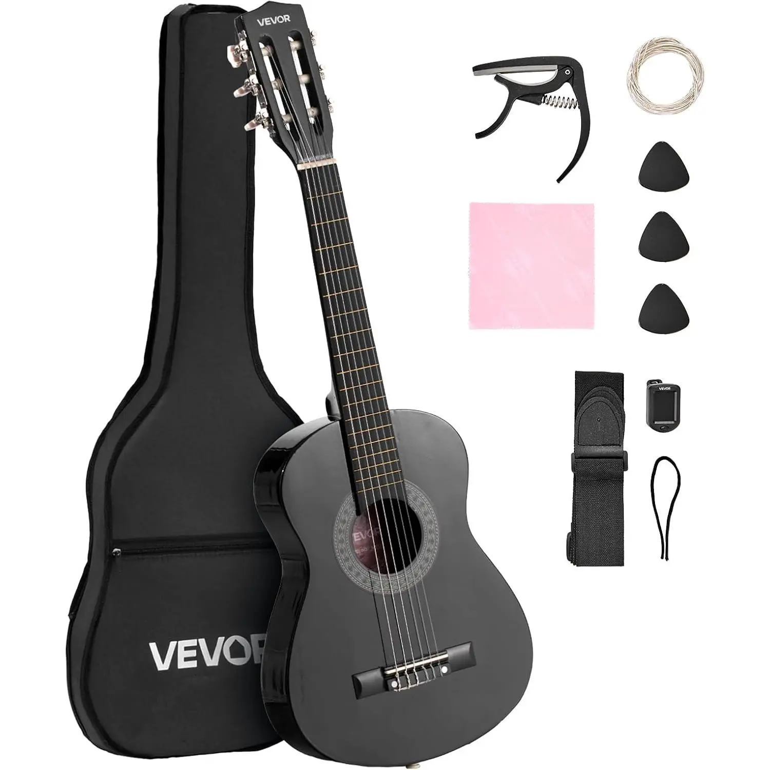 VEVOR Acoustic Guitar, Classical Guitar Starter Kit for Beginners, with Nylon Strings, Basswood Guitar, for Kids Adults Girls Boys Students