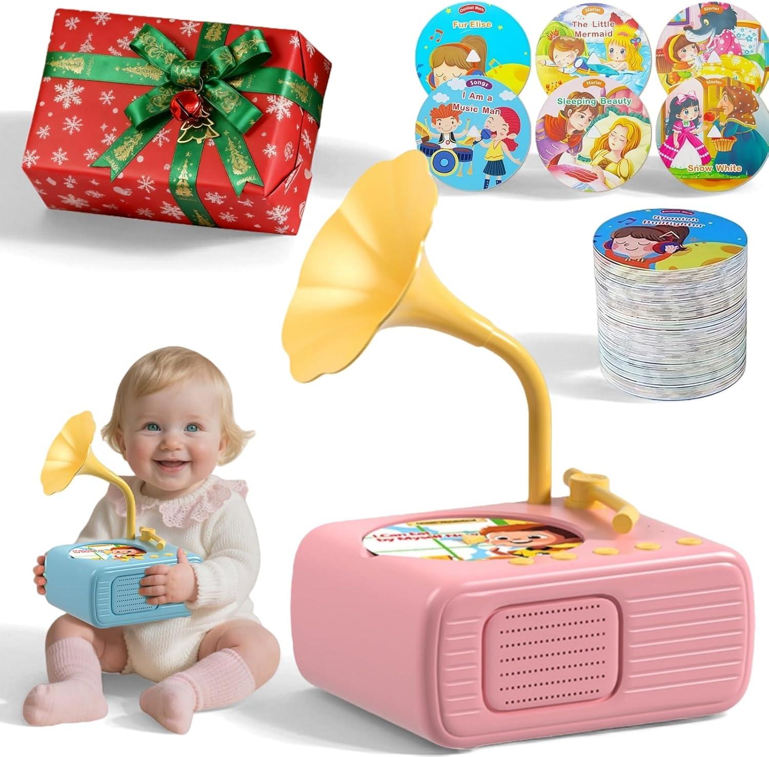 Toddler Record Player with 104 Cards (96+8 Recordable) | Kids Phonograph & Storytelling Machine | Screen-Free Learning Toy for Ages 3+