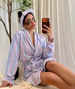 Rose Stripe Floral Robe (Set)