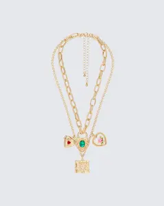 Marisol Gold Charm Heart Necklaces