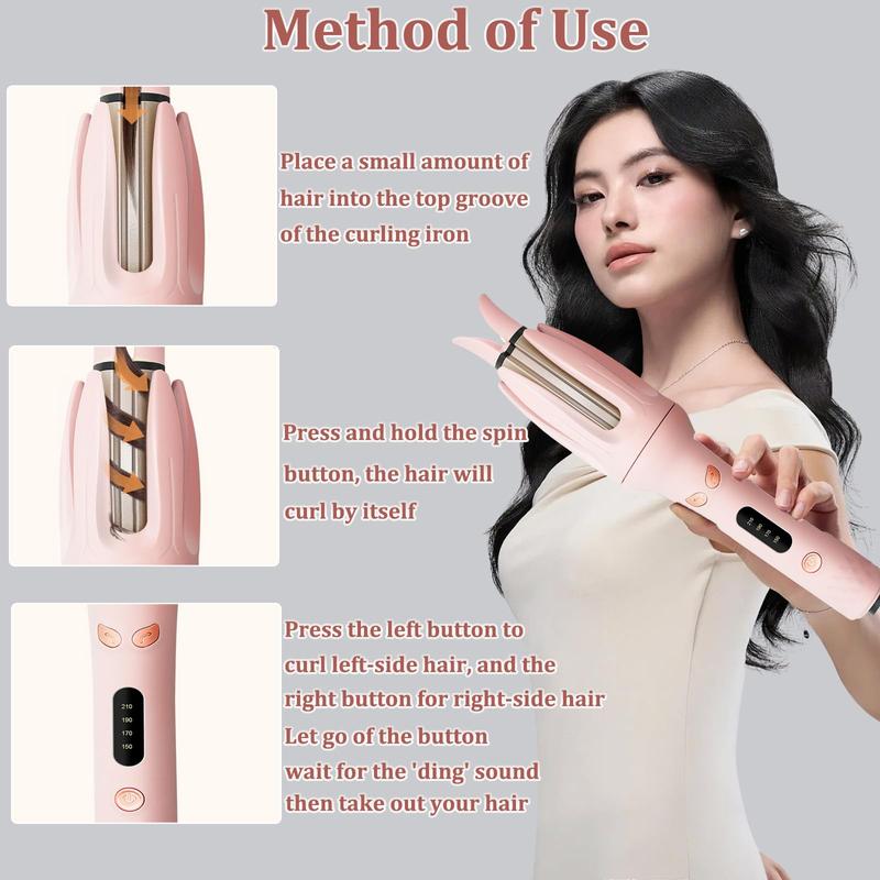 Fully automatic curling stick lazy curling tool electric rotary curler large curling without damaging hair 28mm Comfort Hair Curler,Negative Ion Automatic Hair Hair Curl Wand,Hair Styling Tools for Home,gifts for friend