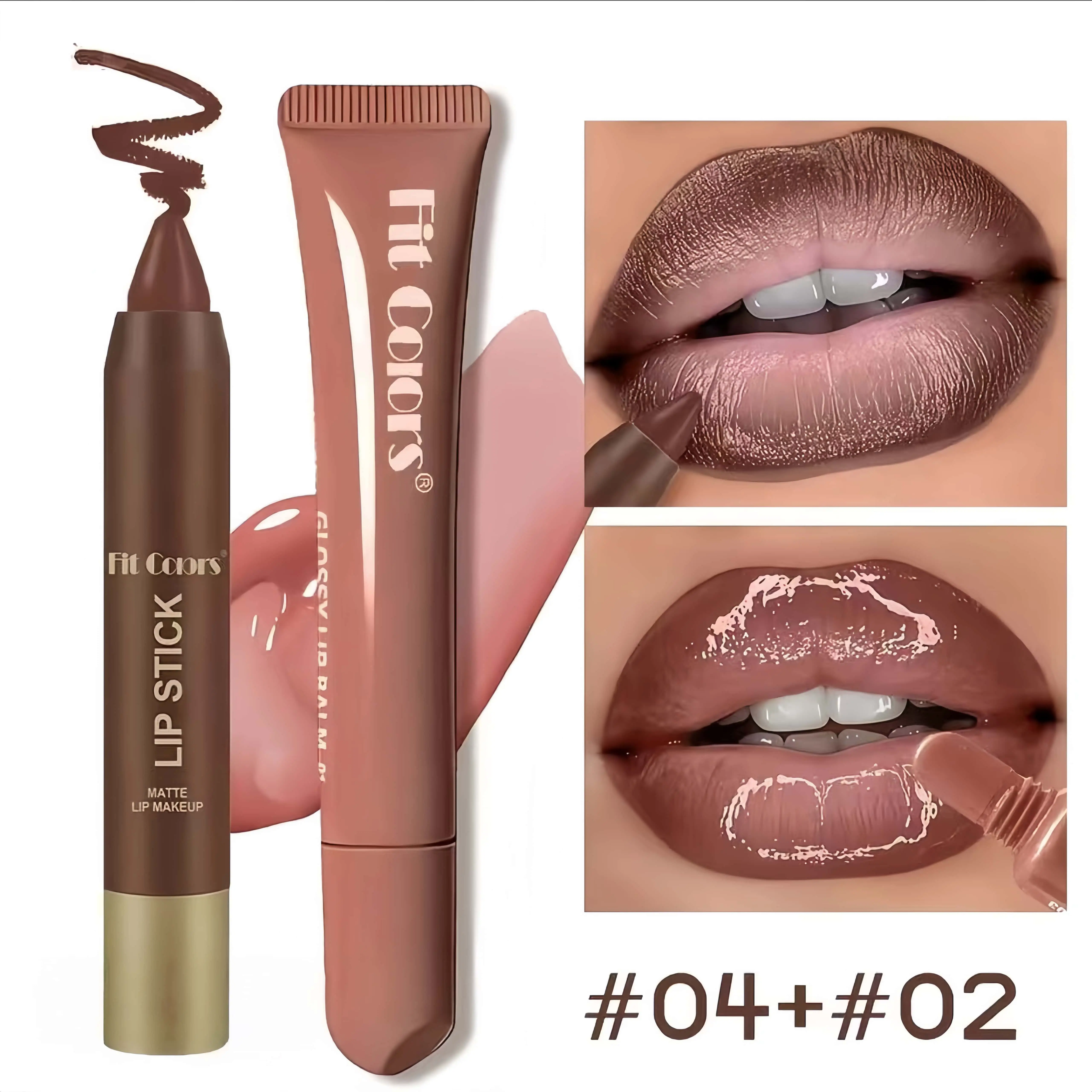 Fit Colors Lipliner and Lip Oil Set, Moisturizing Lip Combo for a Smooth, Layerable Finish with Rich Color, Lip Product, Set 01 (No.3 Lip Liner+No.1 Lip Oil)
