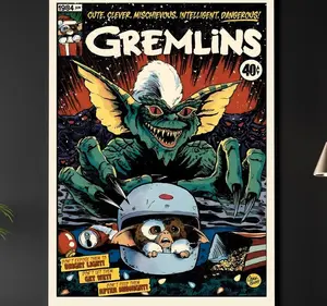 Gremlins Comic Book Art Print: 1990s Cult Movie Poster - Framed Option