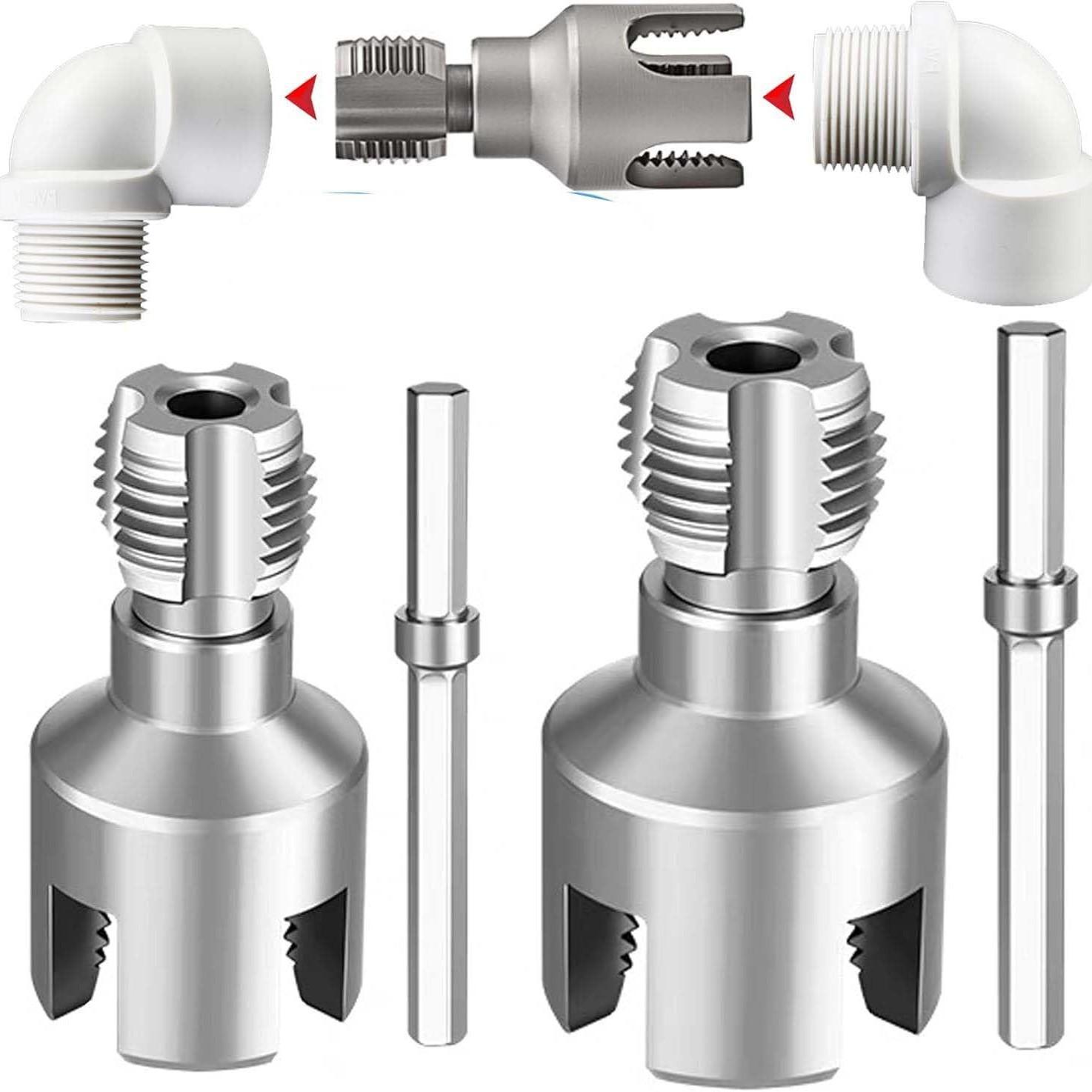 1/2'' 3/4'' PVC Pipe Thread Cutting Tool Integrated Internal & External Pipe Threading Tool Upgrade Pipe Thread Cutting Tool for Plumbing DIY Repairs, Pipe Cutter -YY